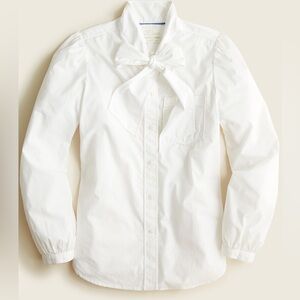 J. Crew Classic- fit tie-neck cotton poplin shirt